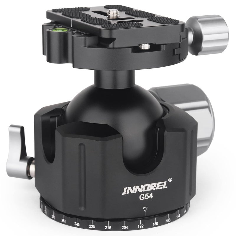 Innorel Low Profile Tripod Ball Head-INNOREL Panoramic CNC Metal Camera Tripod Ballhead with 1/4" Arca Swiss Quick Release Plate Aluminum Alloy head for Tripods,Monopod,DSLR,Camcorder,Max Load 66lb/30kg (G54) - Image 1